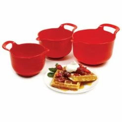Promo ❤️ Norpro 3-Piece Mixing Bowl Set | Red ⭐ -Mason Cash Shop 1020 threew