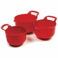 Promo ❤️ Norpro 3-Piece Mixing Bowl Set | Red ⭐
