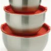 Best Sale 🛒 Norpro Stainless-Steel Mixing Bowl Set W/ Lids - 3 Pcs 😀 -Mason Cash Shop 10446 stack compressed