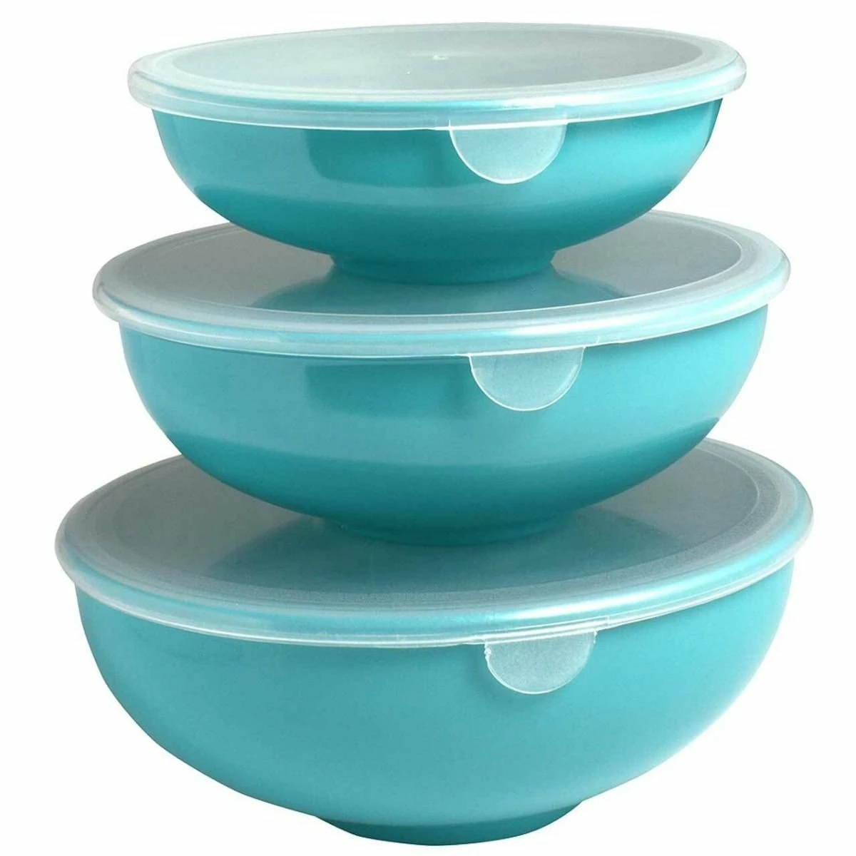 Brand new ๐ Gourmac Elliptical Melamine Prep Bowl With Lids (Set Of 3) | Turquoise ๐ 3 Brand new ๐ Gourmac Elliptical Melamine Prep Bowl With Lids (Set Of 3) | Turquoise ๐