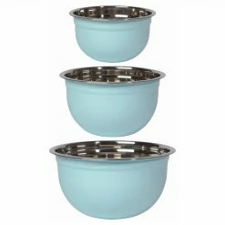 Hot Sale 🎁 Now Designs Stainless Steel Mixing Bowls (Set Of 3) | Matte Robins Egg 💯