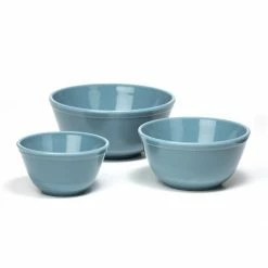 Best Sale 🛒 Mosser Glass 3-Piece Mixing Bowl Set (20oz, 40oz, 60oz) | Georgia Blue 😍