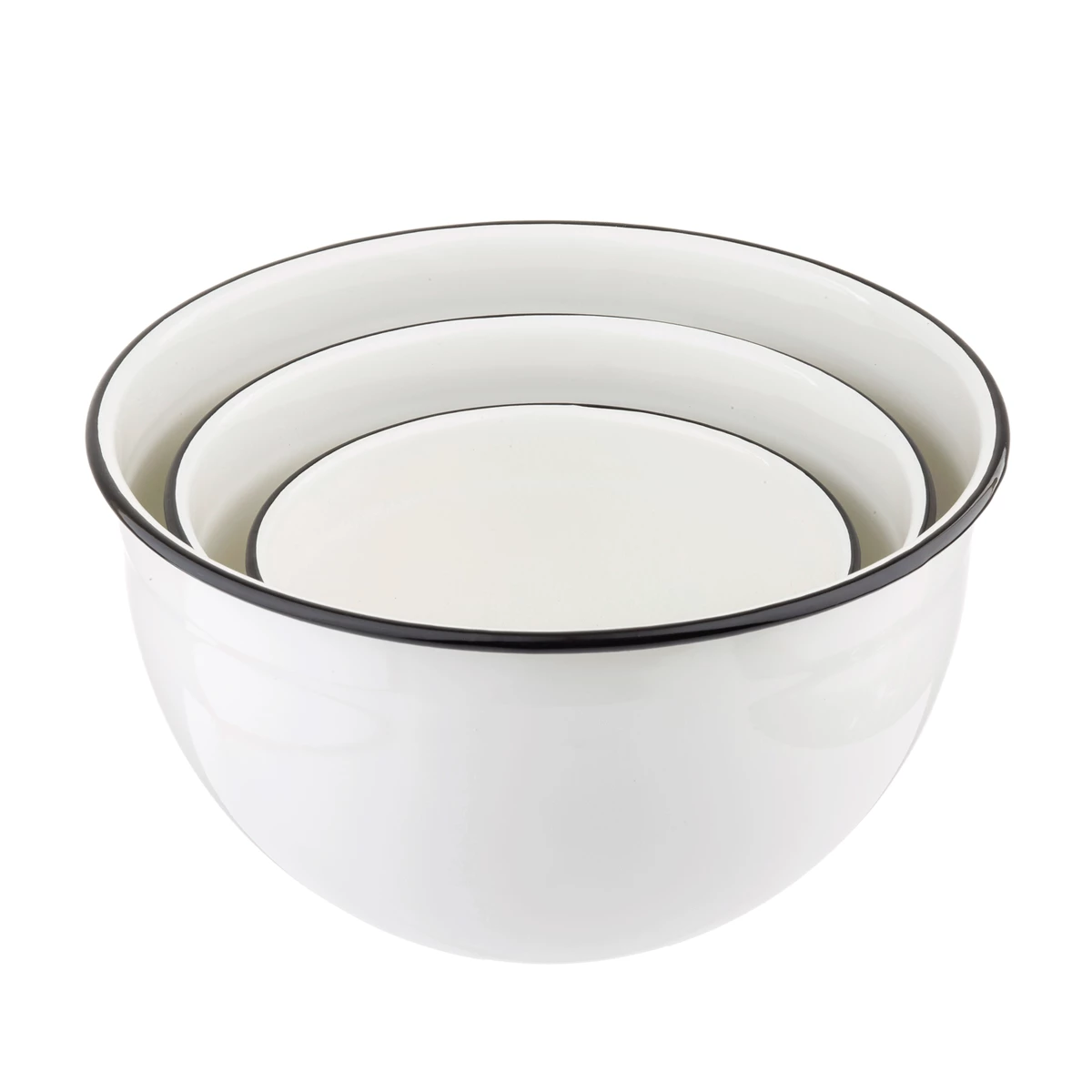 New ๐คฉ TableCraft Enamel ๐งฅ Coated Mixing Bowls (Set Of 3) | White & Black ๐ 3 New ๐คฉ TableCraft Enamel ๐งฅ Coated Mixing Bowls (Set Of 3) | White & Black ๐