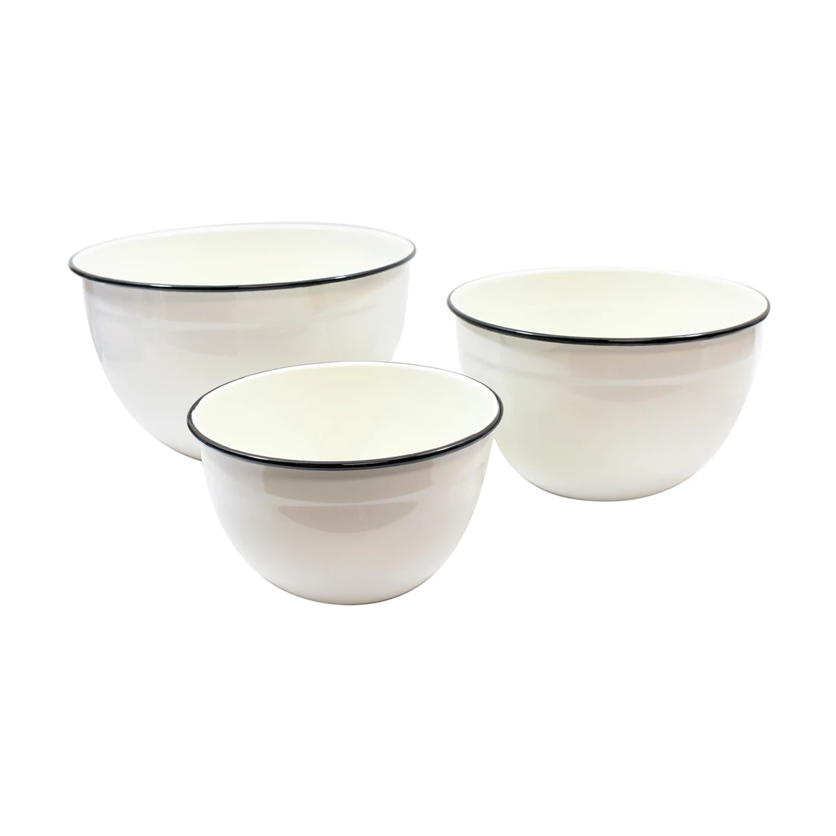 New ๐คฉ TableCraft Enamel ๐งฅ Coated Mixing Bowls (Set Of 3) | White & Black ๐ 4 New ๐คฉ TableCraft Enamel ๐งฅ Coated Mixing Bowls (Set Of 3) | White & Black ๐ - Image 2