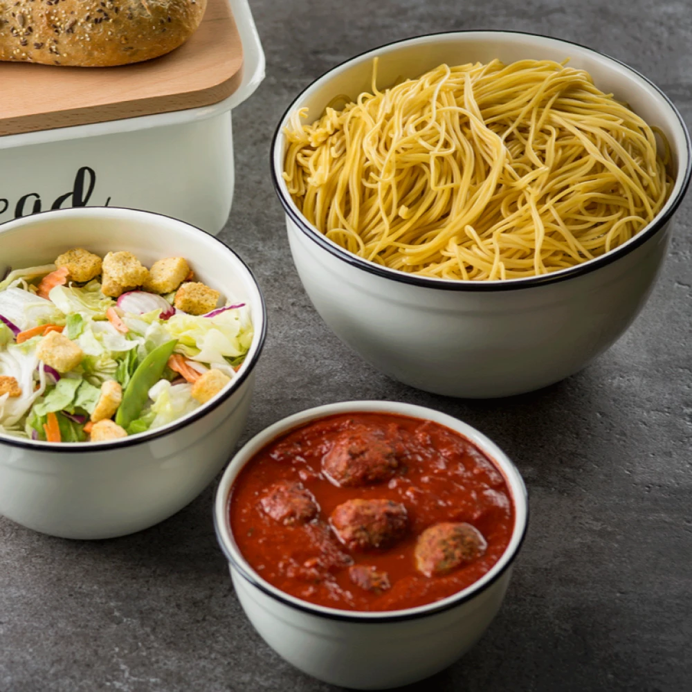 New ๐คฉ TableCraft Enamel ๐งฅ Coated Mixing Bowls (Set Of 3) | White & Black ๐ 8 New ๐คฉ TableCraft Enamel ๐งฅ Coated Mixing Bowls (Set Of 3) | White & Black ๐ - Image 6