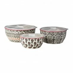 Buy 🛒 TAG Ltd. Stoneware Lidded Nesting Storage Bowls - Set Of 3 | Khilana 😉