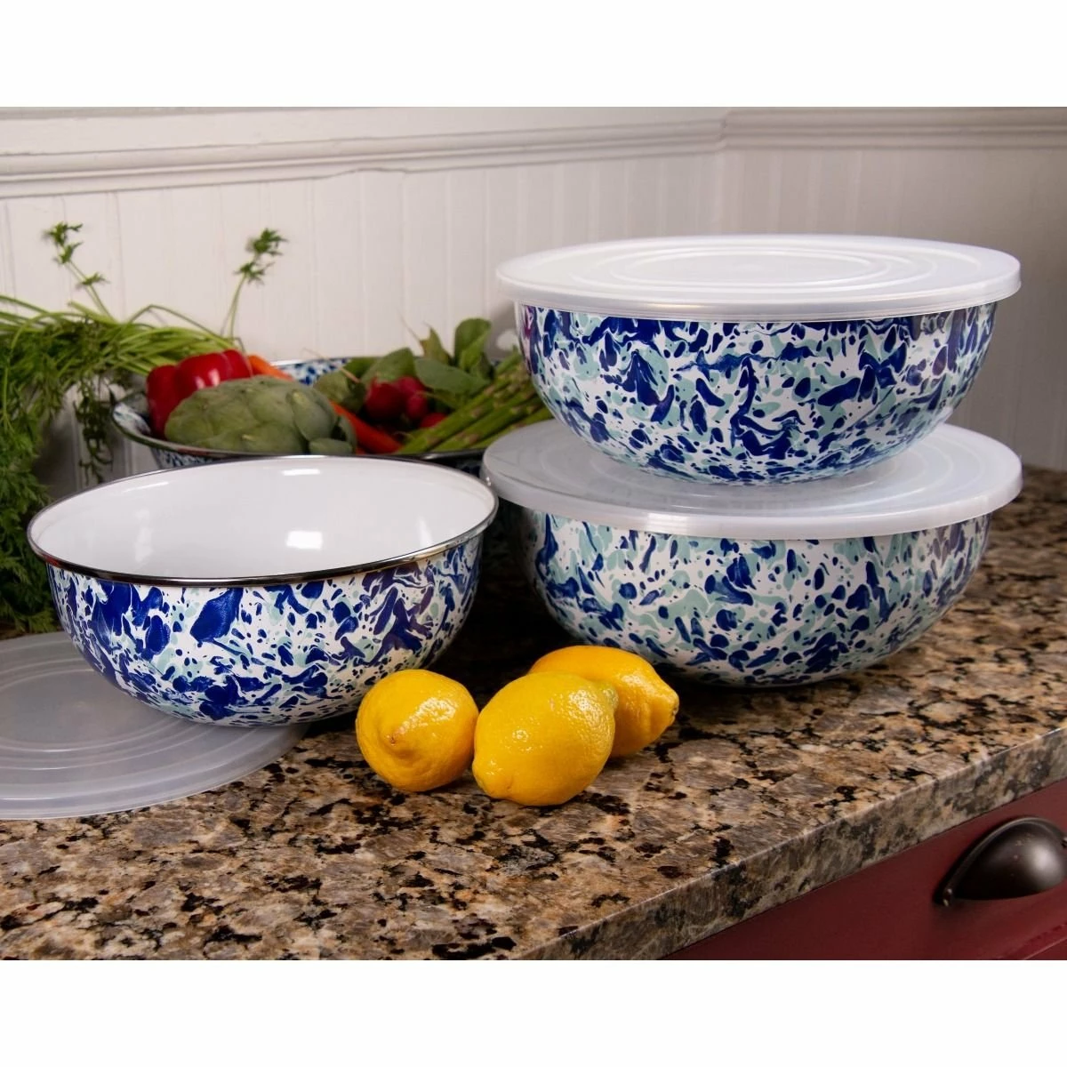 Wholesale π Golden Rabbit Enamelware Mixing Bowls With Lids - Set Of 3 | Ocean π₯ 5 Wholesale π Golden Rabbit Enamelware Mixing Bowls With Lids - Set Of 3 | Ocean π₯ - Image 3