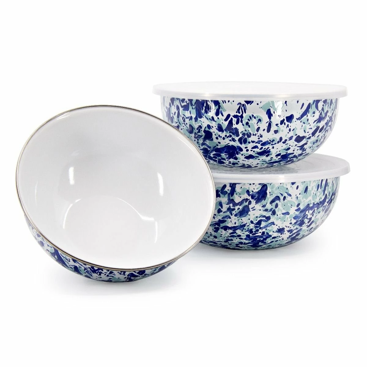 Wholesale π Golden Rabbit Enamelware Mixing Bowls With Lids - Set Of 3 | Ocean π₯ 3 Wholesale π Golden Rabbit Enamelware Mixing Bowls With Lids - Set Of 3 | Ocean π₯