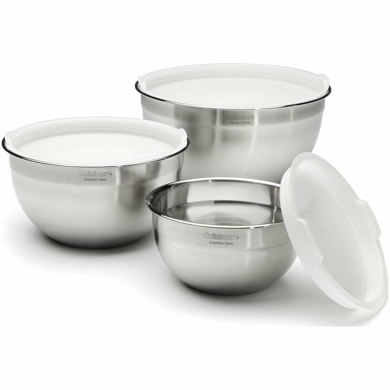 Brand new 🤩 Cuisinart Stainless Steel 3-Piece Bowl Set With Lids 🔥 3 Brand new 🤩 Cuisinart Stainless Steel 3-Piece Bowl Set With Lids 🔥
